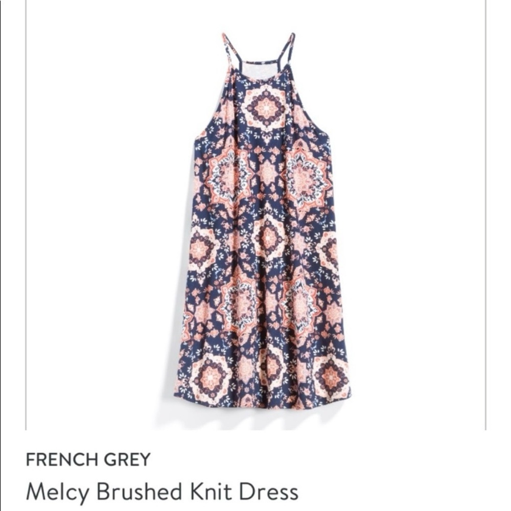 NWT  French Grey  Navy Blue Melcy Brushed Knit Dress - S